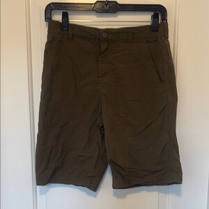 Columbia Tan/Green Shorts with Flat Front Design